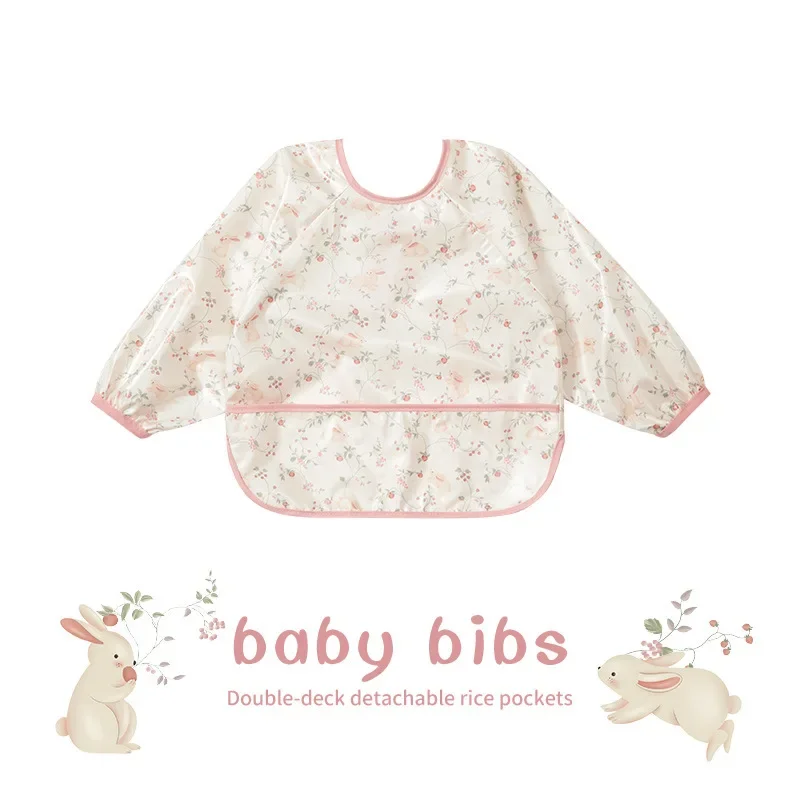 Korean Style Baby Bibs Long Sleeve Waterproof Oil-Proof Baby Feeding Smock Clothes Children's Apron for Eating