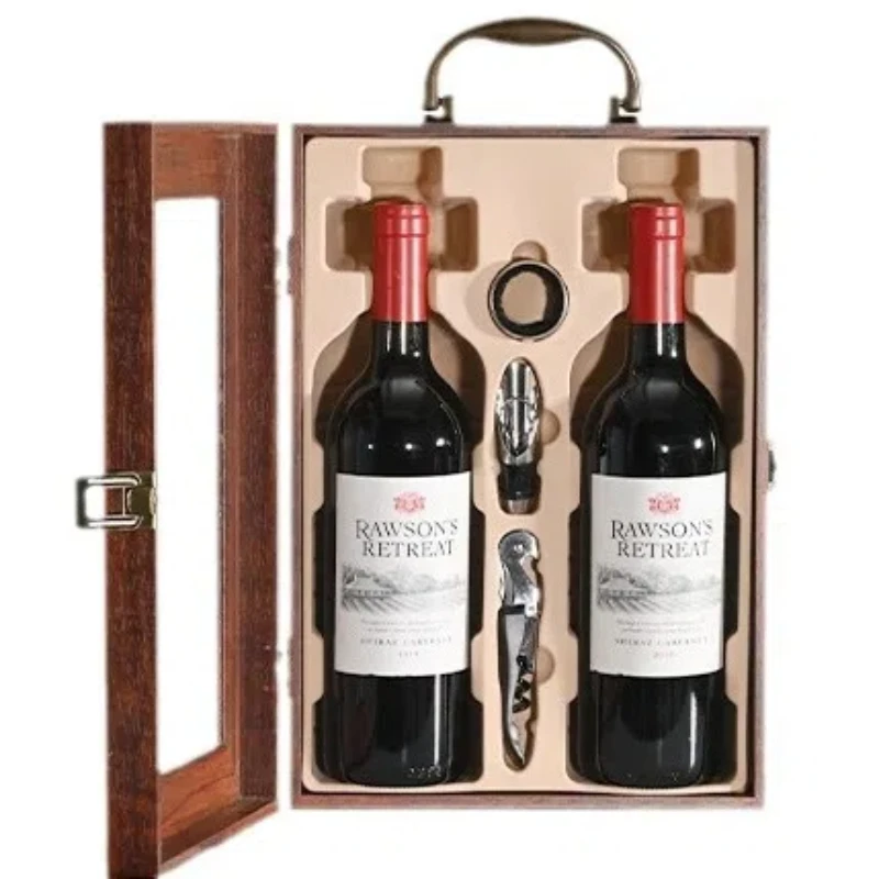 Double Pack Hand-held Walnut Colored Red Wine Gift Box Grape Red Wine Gift Box Packaging