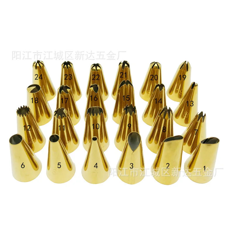 12-48pcs Gold Piping Tip With Number Fir Cake Decoration Tip Cookie Pacifier Pastry Bags Cake Art Tools Kit Baking Kichen Tools