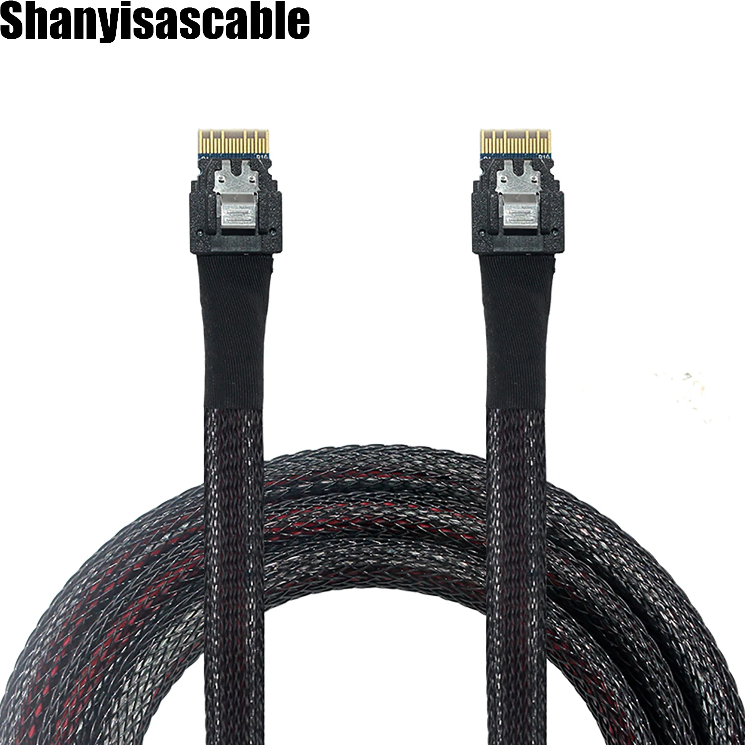 

0.5M Slimline SAS 4.0 38pin SFF-8654 4i 38pin Host to SFF-8654 Slim SAS 38pin Target Cable