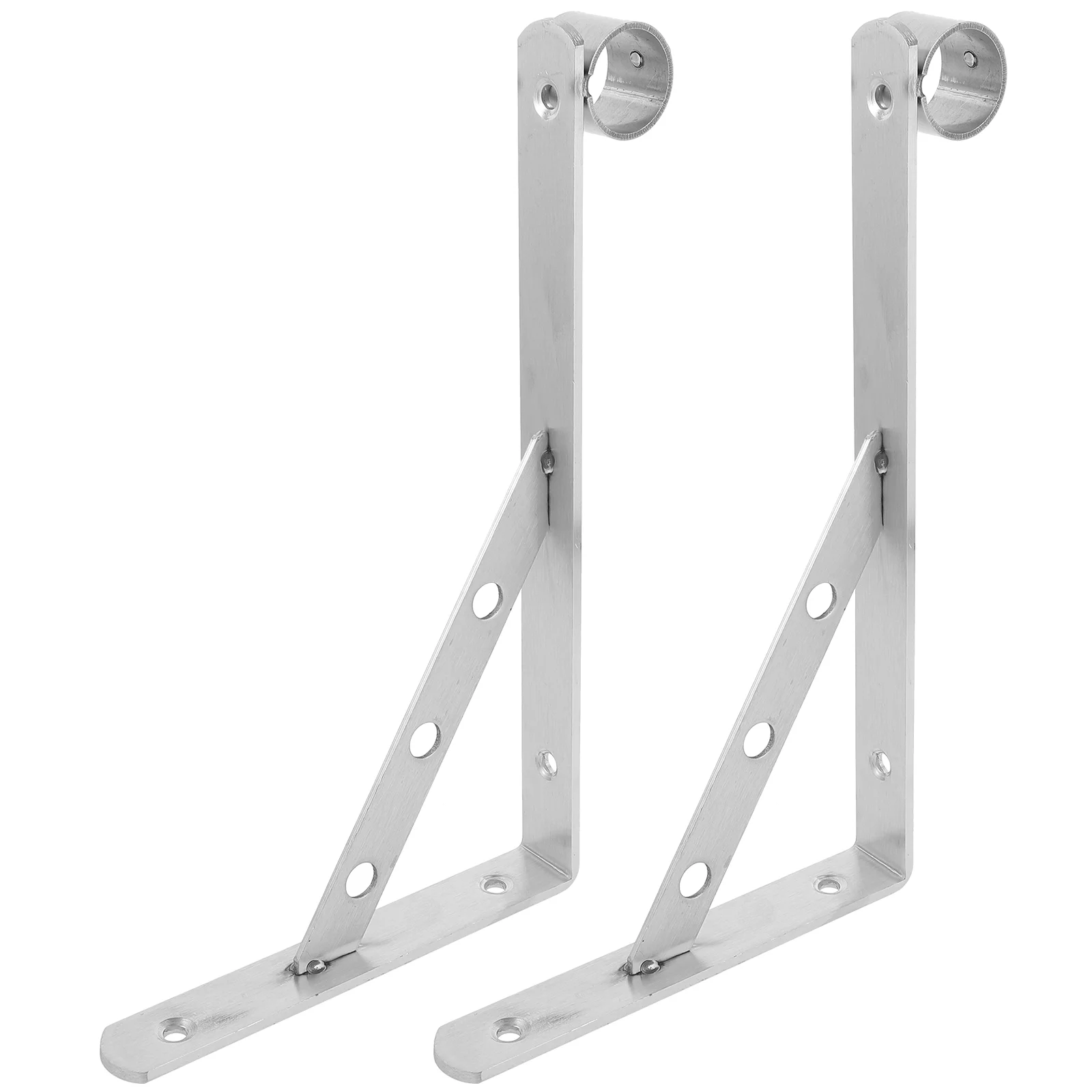 

2 Pcs Clothes Rail Curtain Hooks Wall Kickstand Window Rod Bracket Clothesline Pole Metal Holder