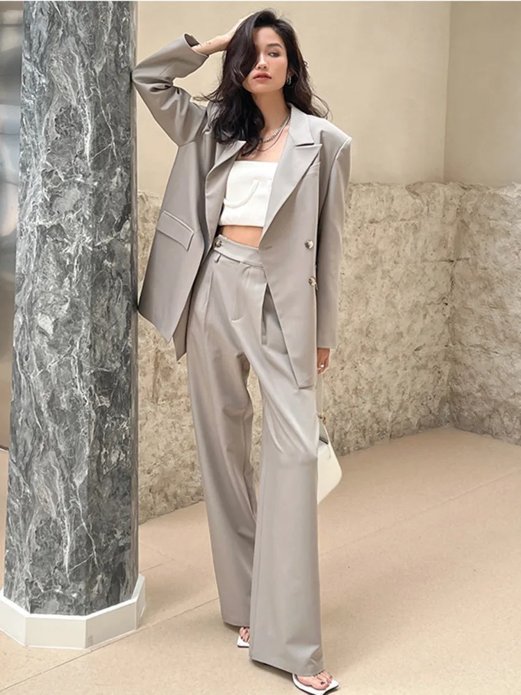 BZVW Designer Fashion Split Blazer For Women Coat 2023 New Trend Long Sleeve Solid Color Temperament Versatile Blazers 7AB368