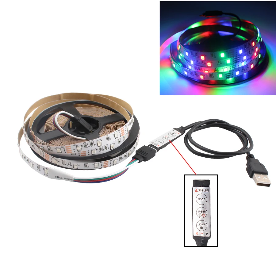 

1M USB RGB 5V For Smart TV Backlight Led Strip Lights For Gaming Room Decoration Bedroom Home Christmas Wedding Decor Led Lamps