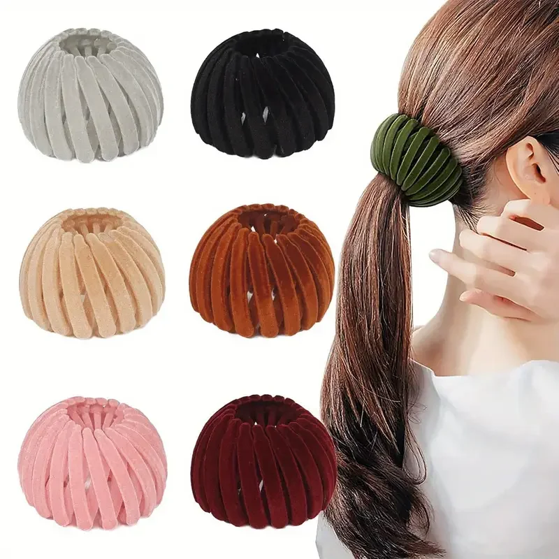 1 Stück Praktische Vogelnest-Haarspange für Frauen Retro Pferdeschwanz-Schnalle Samt-Haarklammer Modische Mädchen-Haarklammer Haaraccessoires