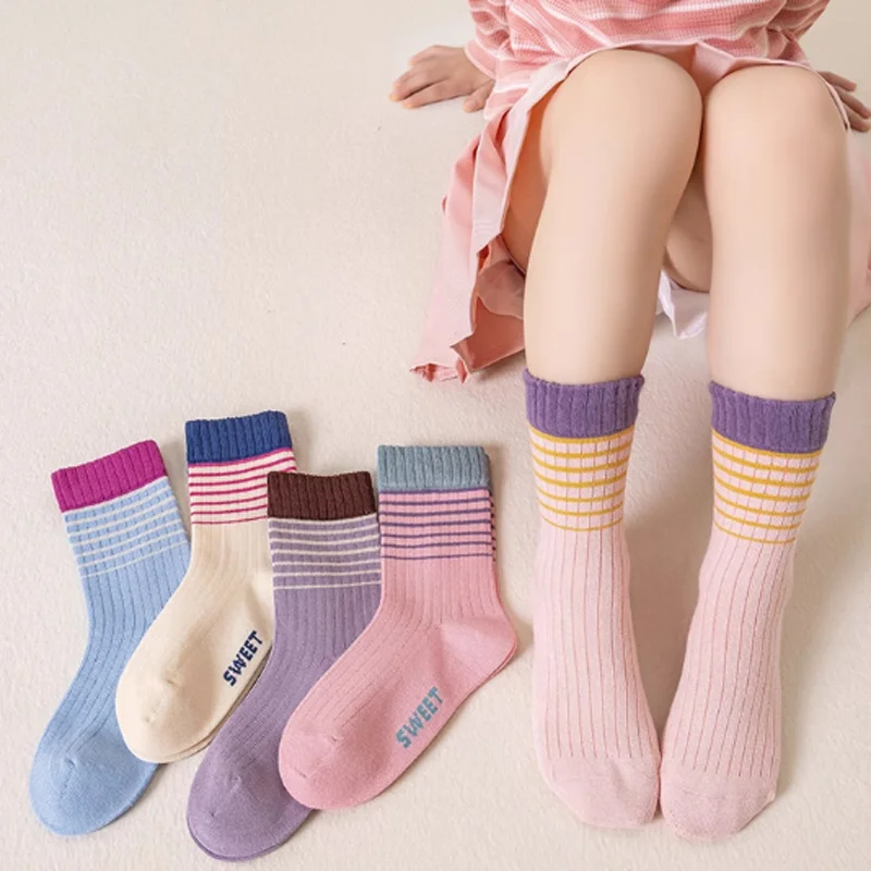 5Pair/lot New Spring and Autumn Girls` Socks