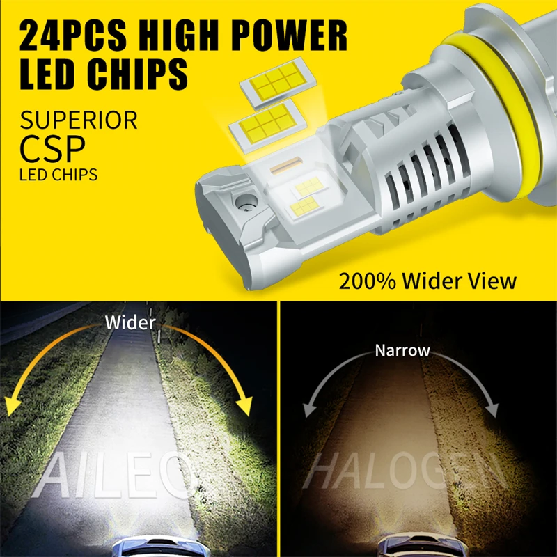 LED Car Headlights LED Headlights LED Lights LED Bulbs LED Car Lights Car Headlamps 2Pcs LED 9007 HB5 LED Headlight Bulb CSP Fanless With Canbus Bulb High Low Beam 25000LM 500W 9008 H13 For Car Canbus Fog Lamp