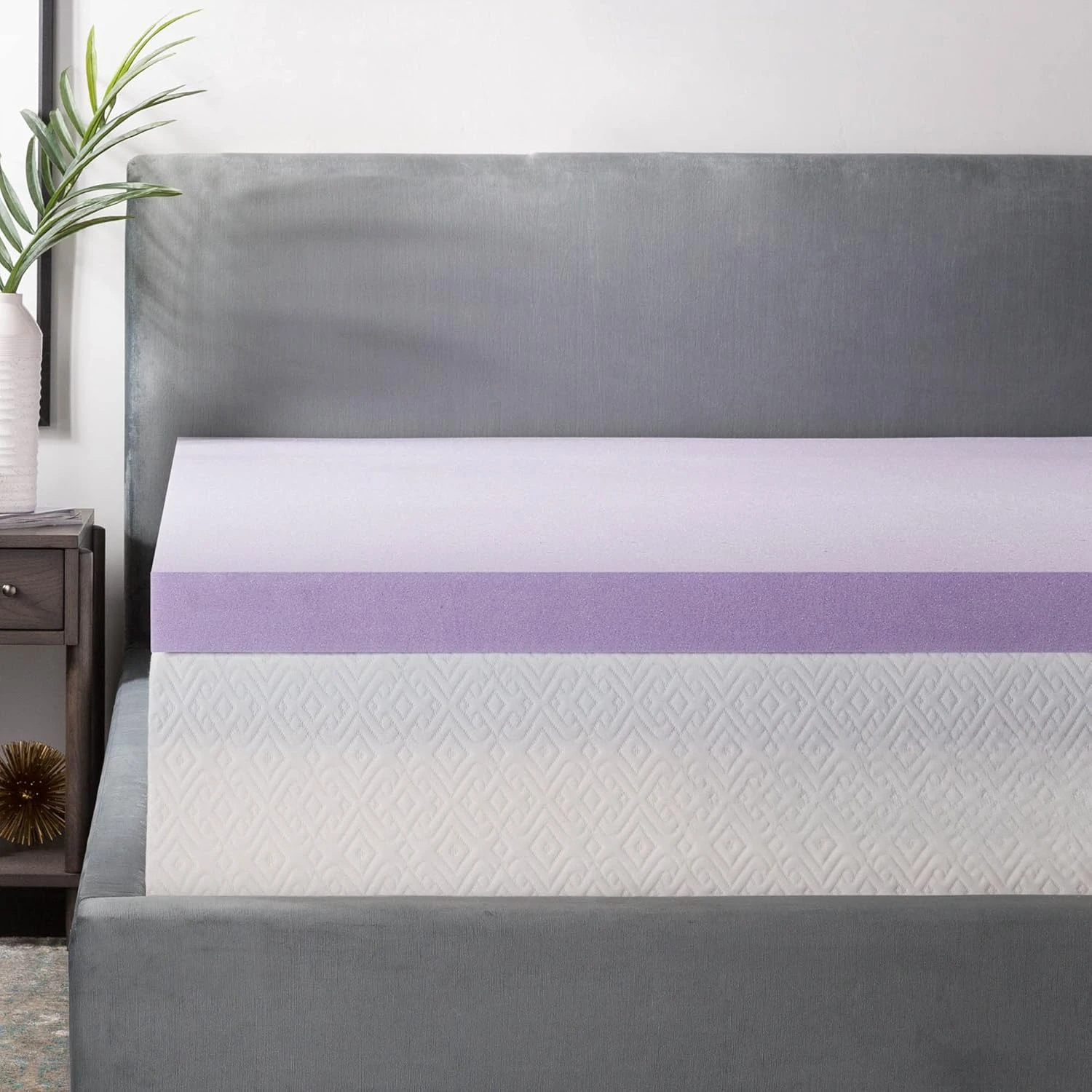 3 Inch Lavender Infused Memory Foam Mattress Topper-Ventilated Design