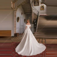 Off Shoulder Women Wedding Dresses Sexy Sleeveless A-Line Bridal Gowns Princess Mopping Length Ball Vestidos De Novia Customized 2