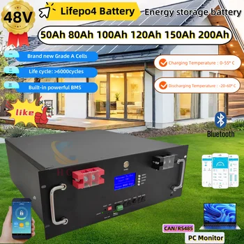 HC_48V 50Ah 100AH 120Ah 150Ah 200Ah Lifepo4 แบตเตอรี่ลิเธียม lifepo บลูทูธสําหรับระบบพลังงานแสงอาทิตย์ hybrid อินเวอร์เตอร์ 2000W 5000W 10KW 1
