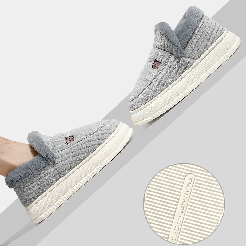 2025 Thicken Plush Platform Cotton Shoes Women Indoor Non Slip Warm Home Slippers Woman Cartoon Embroidery Thick Sole Snow Boots