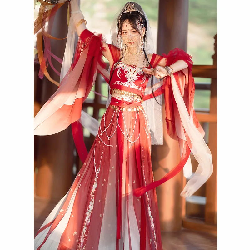 

Chinese Style Traditional Festival Outfit Folk Dance Hanfu Vestidos Cosplay Costumes Western Region Traditional Hanfu Dress Set