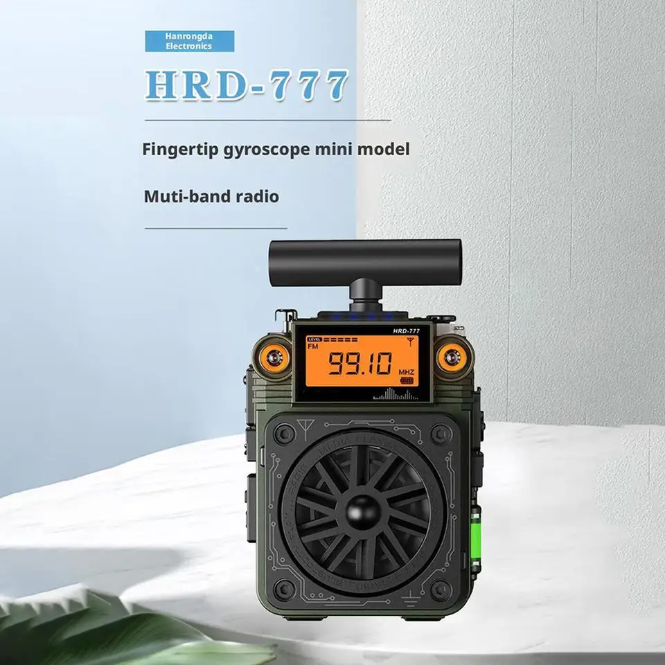 HanRongDa HRD-103 AM Digital 2 Band Stereo Portable Pocket W/ Headphones LCD Screen Rechargeable Battery Lanyard Silver - View #4