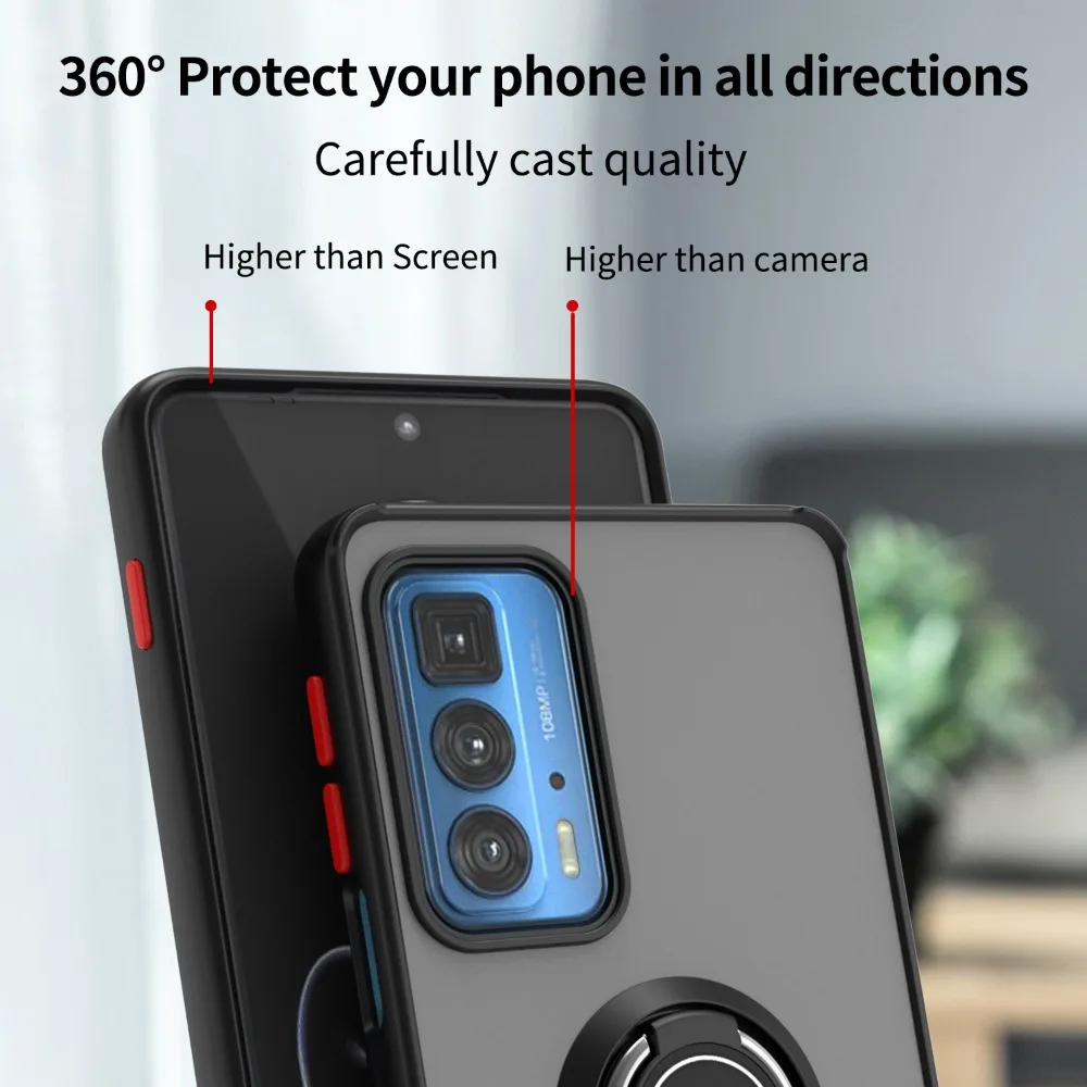 ShockProof Matte Ring Holder Phone Case with Enhanced Protection