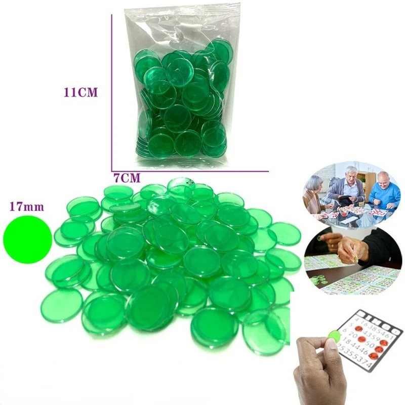 100Pcs 17mm Magnetic Plastic Transparent Color Chip Iron Ring Game Currency Magnetic Bingo Game Accessories bingo game set