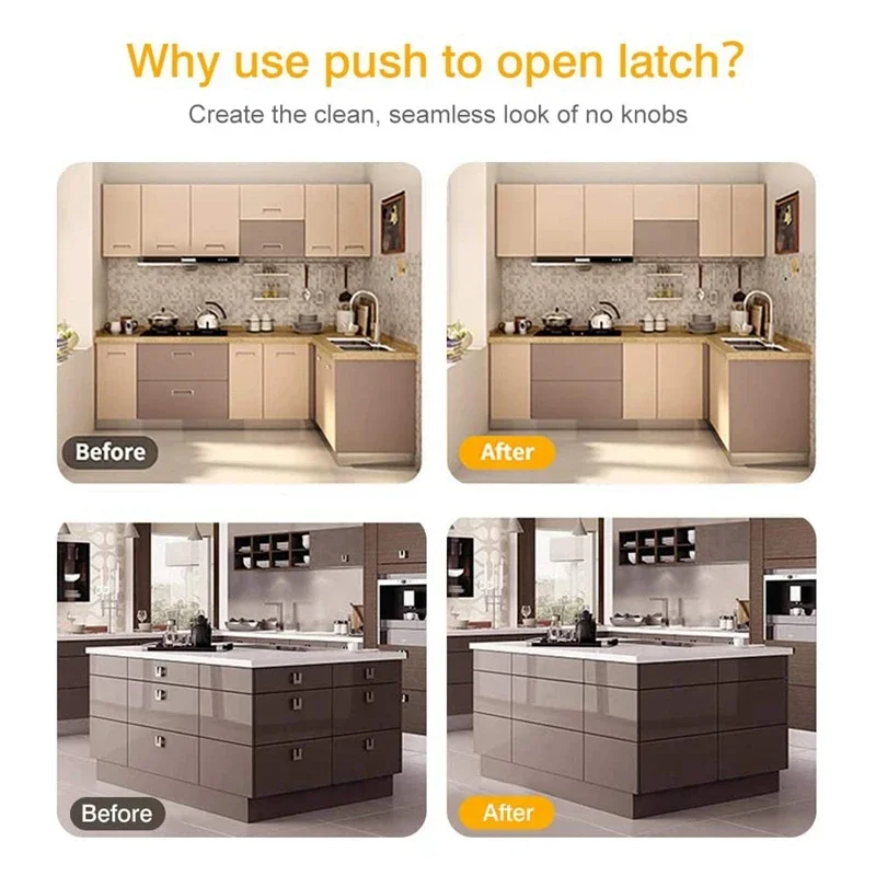 Cabinet door latch Push Latches for Cabinets 2 Pack Push To Open Cabinet Hardware Press Latch Kitchen Door Release Latch
