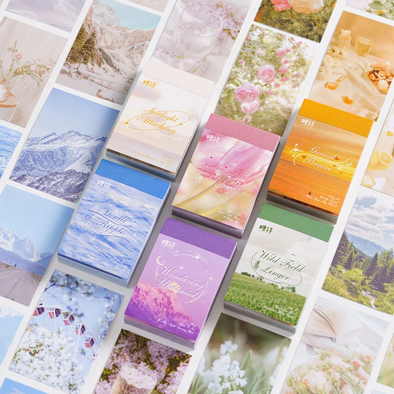 

50 pcs INS Stickers romantic INS Style landscape flowers sunrise sea Decoration hand account Collage material stickers book