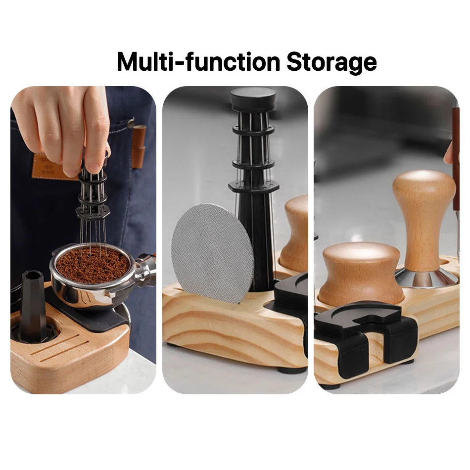 Walnut Wood Espresso Tamper Station and Portafilter Holder