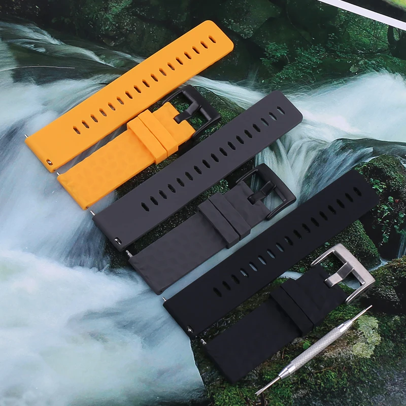 Waterproof Quick Release 24mm Silicone Smartwatch Band