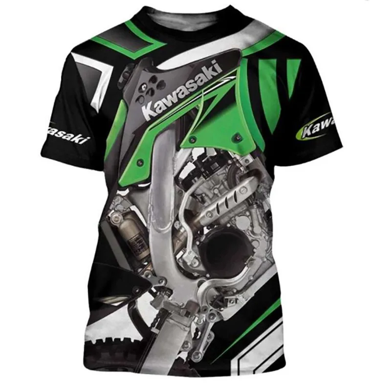 服 Kawasaki Motorcycle Racing Team Men T-shirt Summer Short