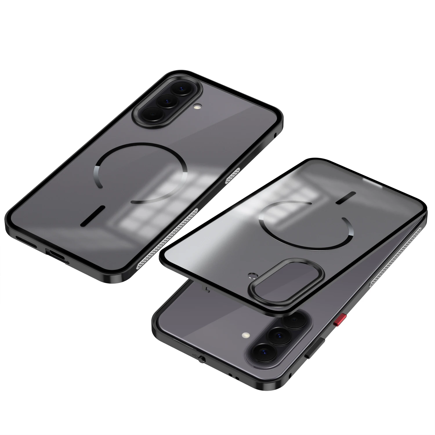 Frosted Phone Case with Aluminum Metal Frame, Magnetic Matte Backplate, Anti-Drop Protective Cover