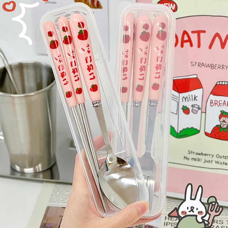 Description Picture 4 of itemSpoon Fork Chopstick Cutlery Set Portable Dinnerware Kit Lunch Tableware with Box Set Stainless Steel Kitchen Bar Accessories