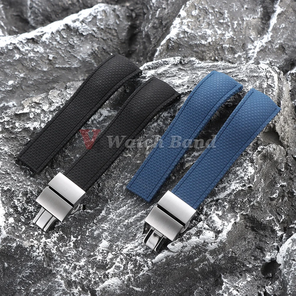 Premium Curved End Fluoro Rubber Quick Release Watch Strap - Available in Multiple Sizes