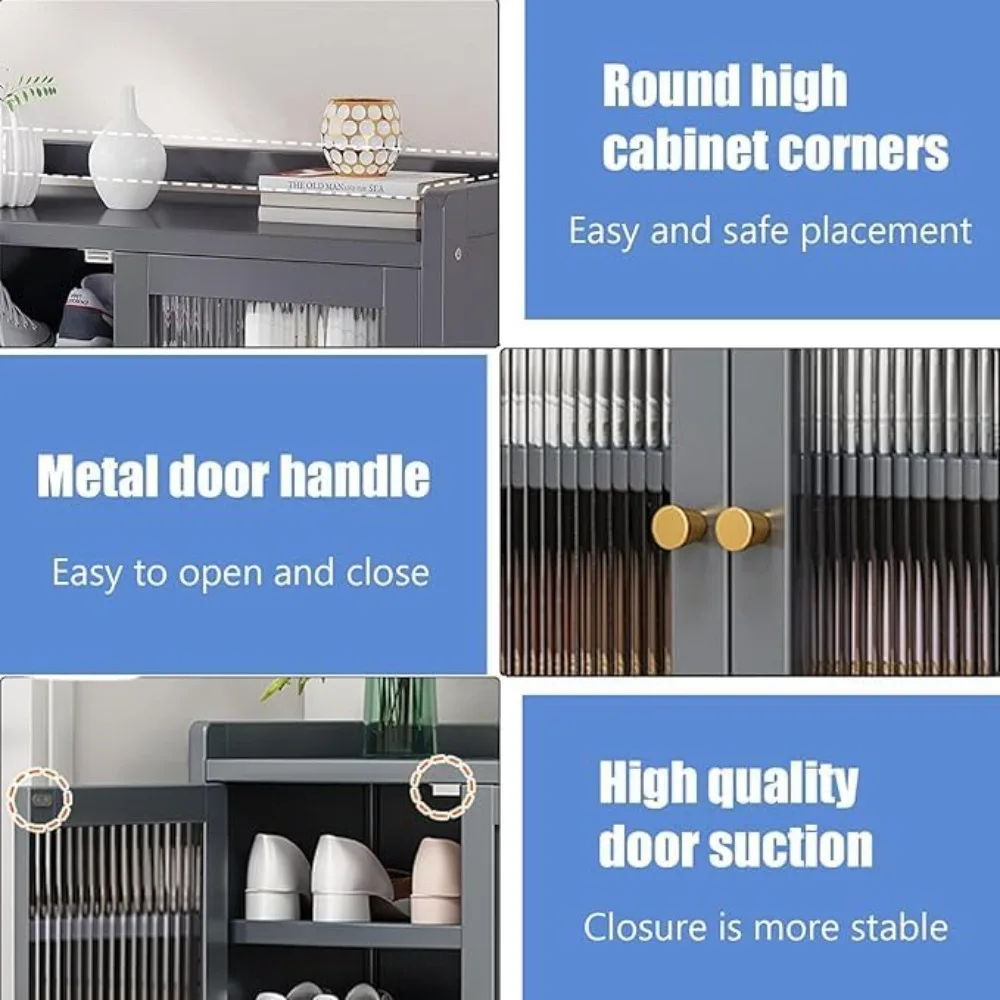 8 Tier Bamboo Shoe Storage Cabinet with Doors, 39-40 Pairs Shoe Rack for Closet, Freestanding Shoe Storage Cabinet 4