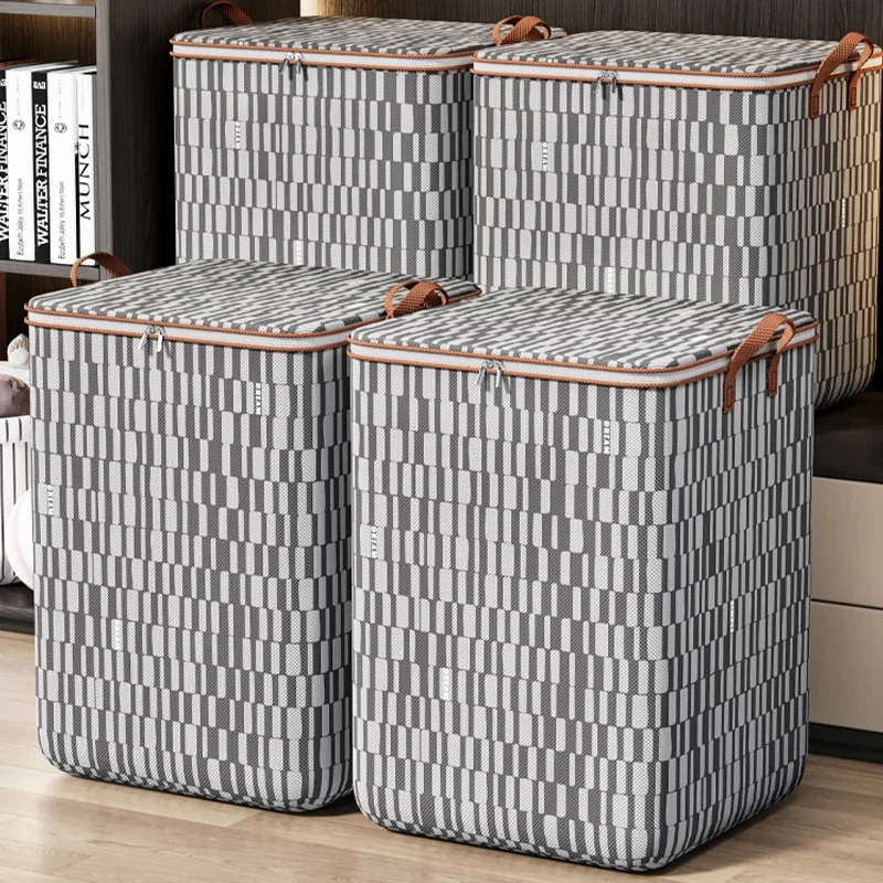 Large Capacity Clothes Storage Bag Thousand Bird Grid Foldable Dustproof Bag Household Moving Bags Waterproof and Dustproof 6