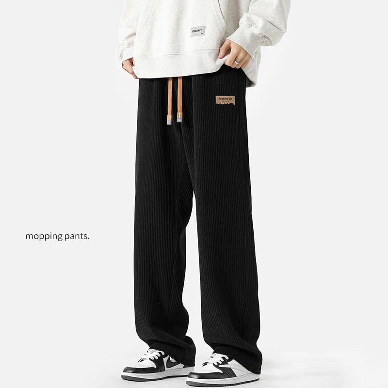 

Autumn Winter Pants Men Fashion Solid Color Straight Casual Pants Men Streetwear Loose Wide Leg Pants Mens Trousers M-3XL