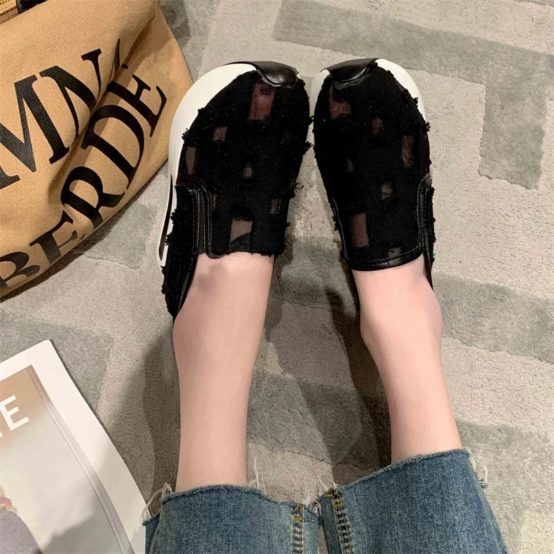 Shallow Mouth Flax Summer Shoes Ladies Tennis Female Round Toe Women's   Slip-on Casual Sneaker Flats Linen 2023 New