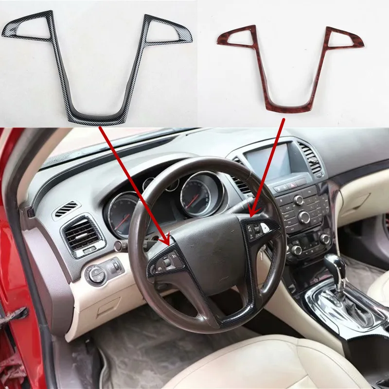 

1pc Car sticker ABS carbon fiber grain or wooden steering wheel decoration cover for 2009-2013 OPEL INSIGNIA G09 car accessories