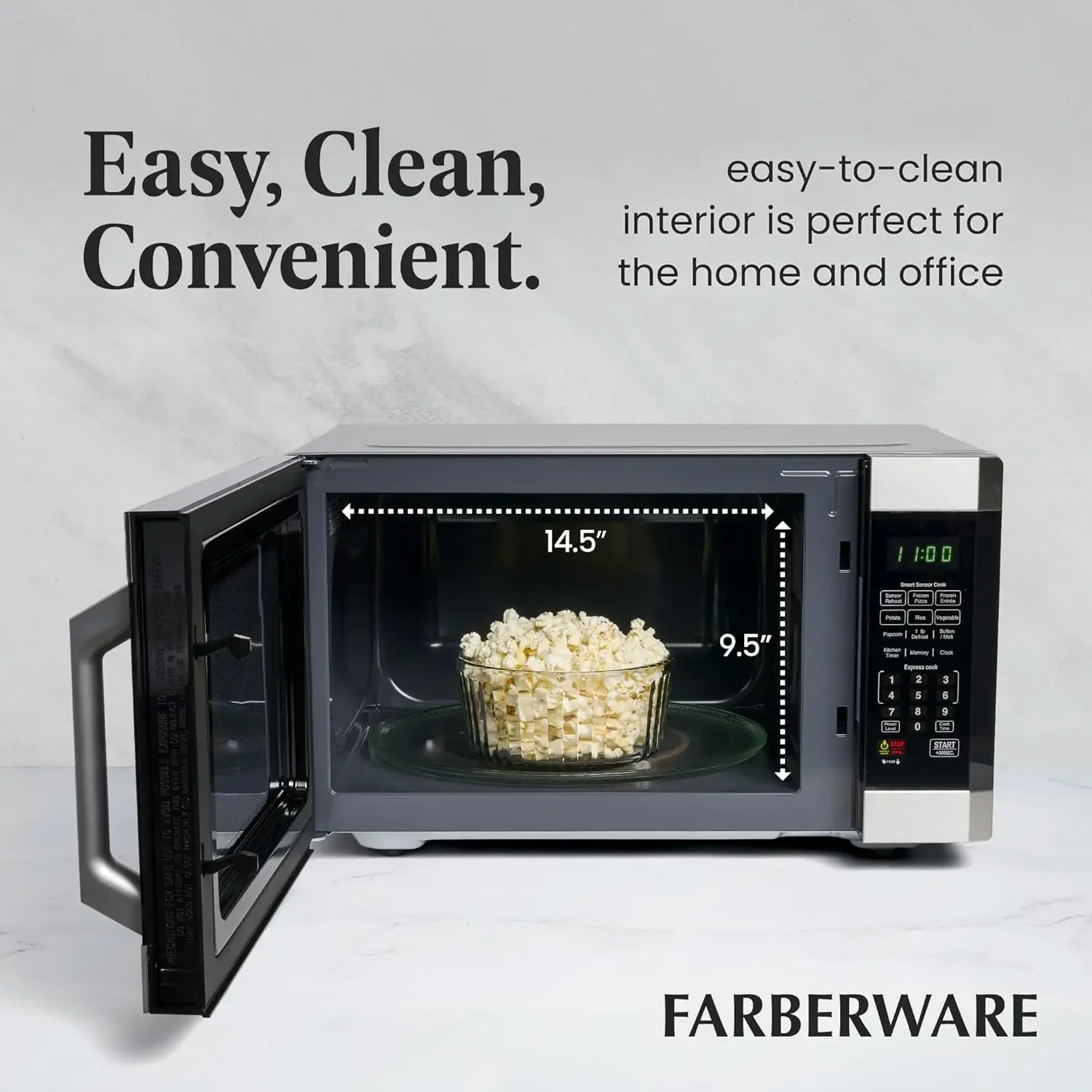 Countertop Microwave 1100 Watts, 1.6 cu ft - Smart Sensor Microwave Oven With LED Lighting and Child Lock - Perfect for Apartmen 5