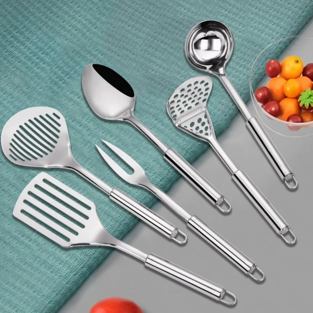 

for Kitchen Accessories 7PCS Stainless Steel Kitchen Utensil Set With Holder Kichens Items Kitchenware Cooking Utensils Cookware