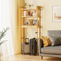 Bamboo Bathroom Finishing Rack With Hook and 3-Layer Height Adjustable Shelf Stable Durable Saving Space Laundry Room Bathroom 2