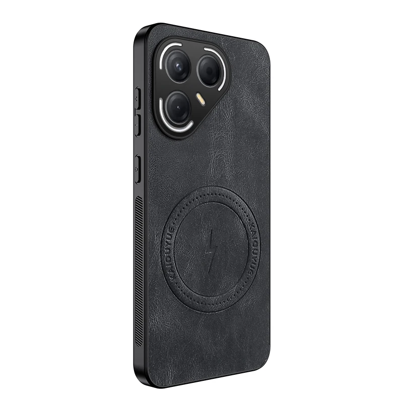 Tecno Pova 7 Pro: Stylish Leather Shockproof MagSafe-Compatible Phone Case with Ultra Magnetic Wireless Charging Cover