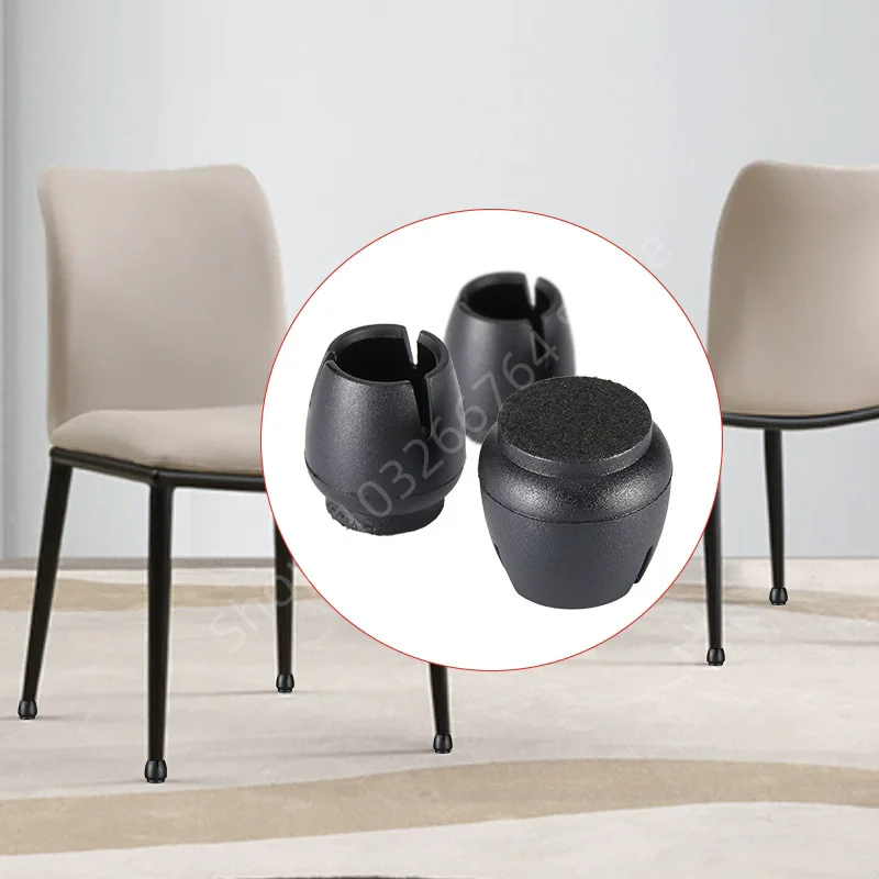 16pcs Black Silicone Furniture Leg Cover with Felt Non-slip Mute