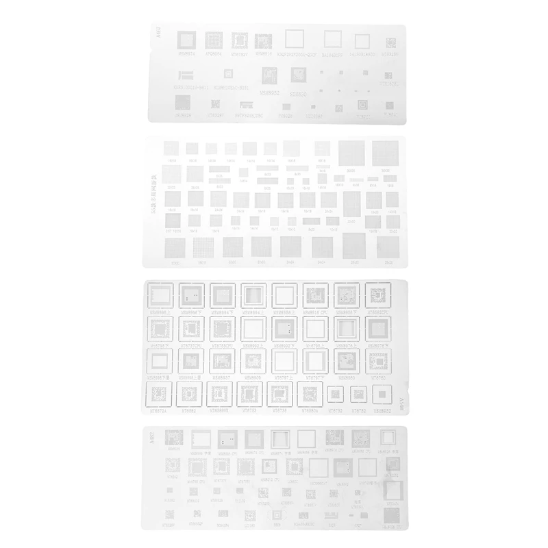 범용 BGA 스텐실, MTK MSM 삼성 화웨이 샤오미 아이패드 CPU RAM PM 파워 IC 리볼 핀, 직접 열 템플릿, 4 개 