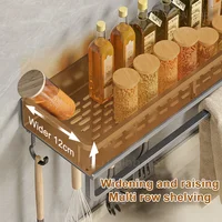 1/2Pcs No Punch Spice Rack - Wall Mounted Kitchen Spice Organizer with Hook Rod Seasoning Rack Spice Shelf Bathroom Kitchen Shelf - Image 3