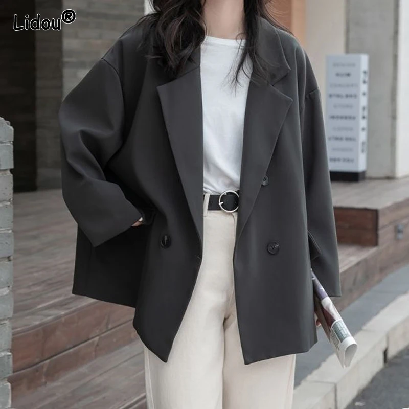 Spring Summer Thin Pockets Solid Color Button Notched Office Lady Business Casual Fashion Blazers Temperament Women's Clothing