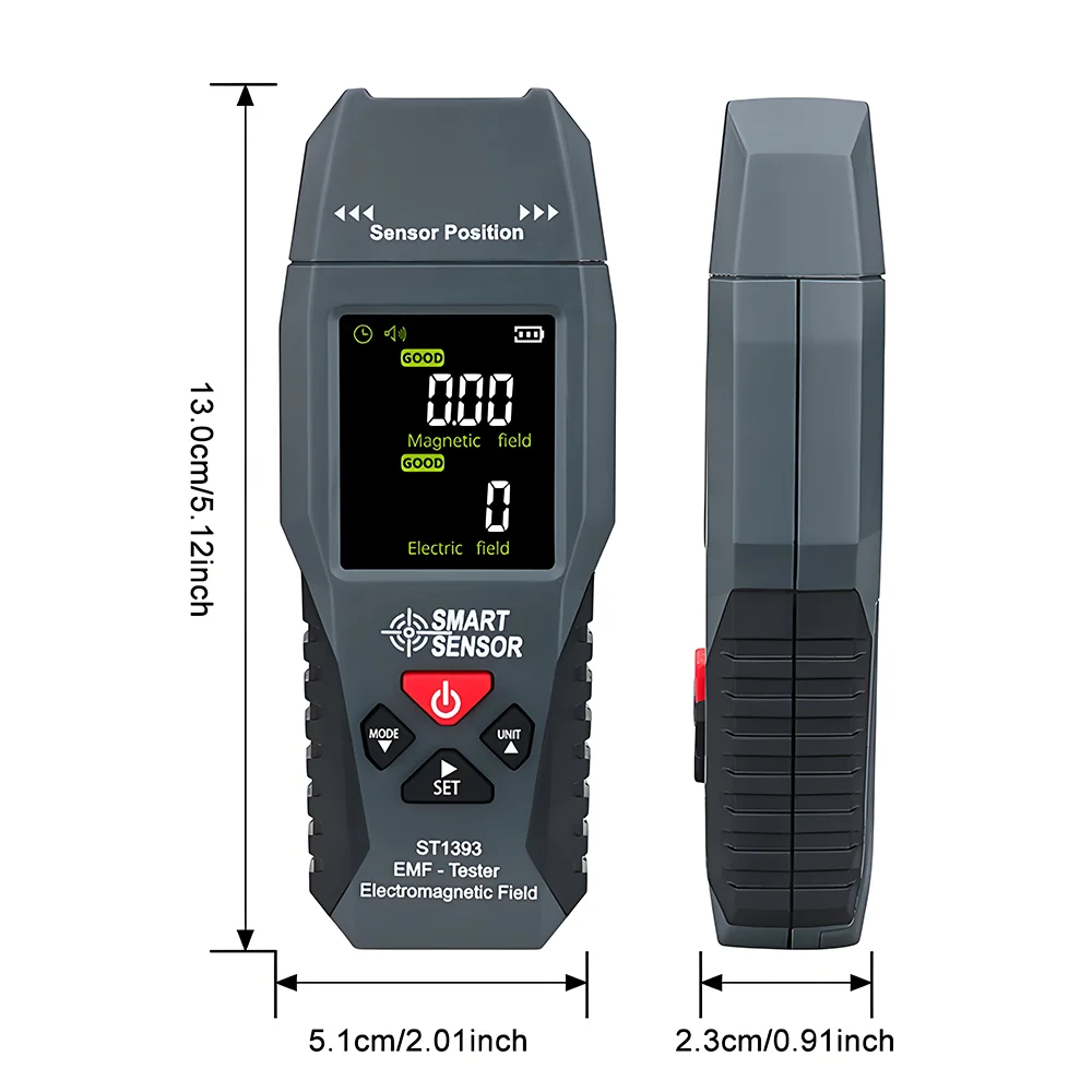 디지털 전자기장 방사선 감지기 컬러 LCD EMF 미터가 장착된 휴대용 미니 자기 전기 강도 EMF 테스터