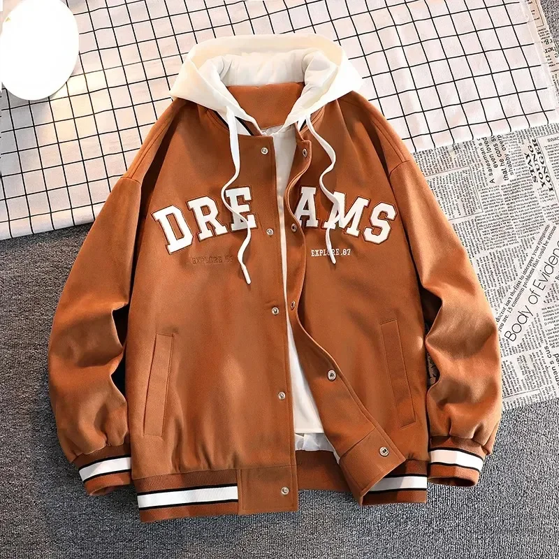

2023 New Street Trend All-match Baseball American Retro Letter Embroidery Leather Jackets Coats Women's Uniform Couple Loose Top