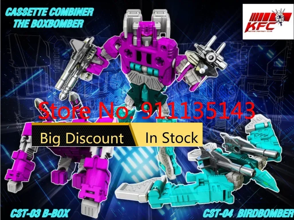 

Kfc Cst-03 B-Box Cst-04 Squawkbox Cassette Combiner The Boxbomber Birdbomber 3rd Party Third Party Action Figure Toy In Stock