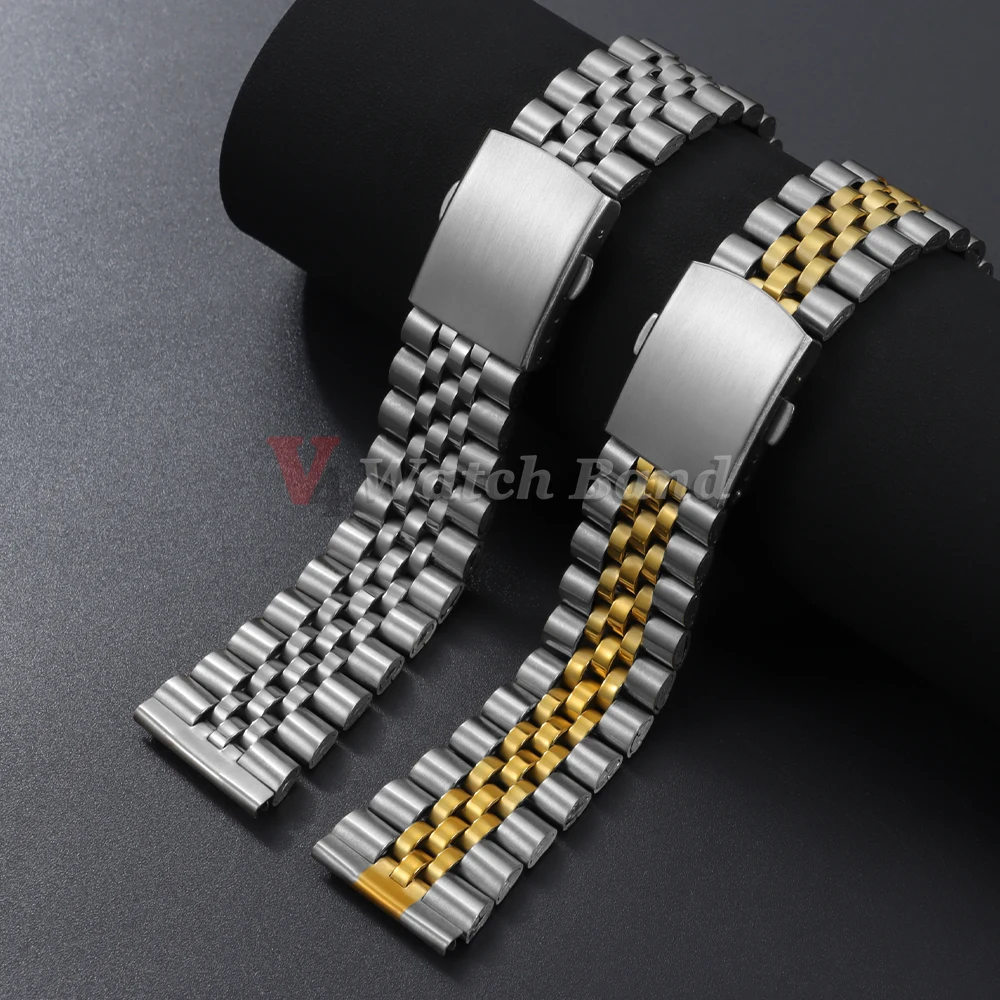 Elegant Stainless Steel Metal Bracelet for Smart Watches - Silver & Gold Replacement Strap