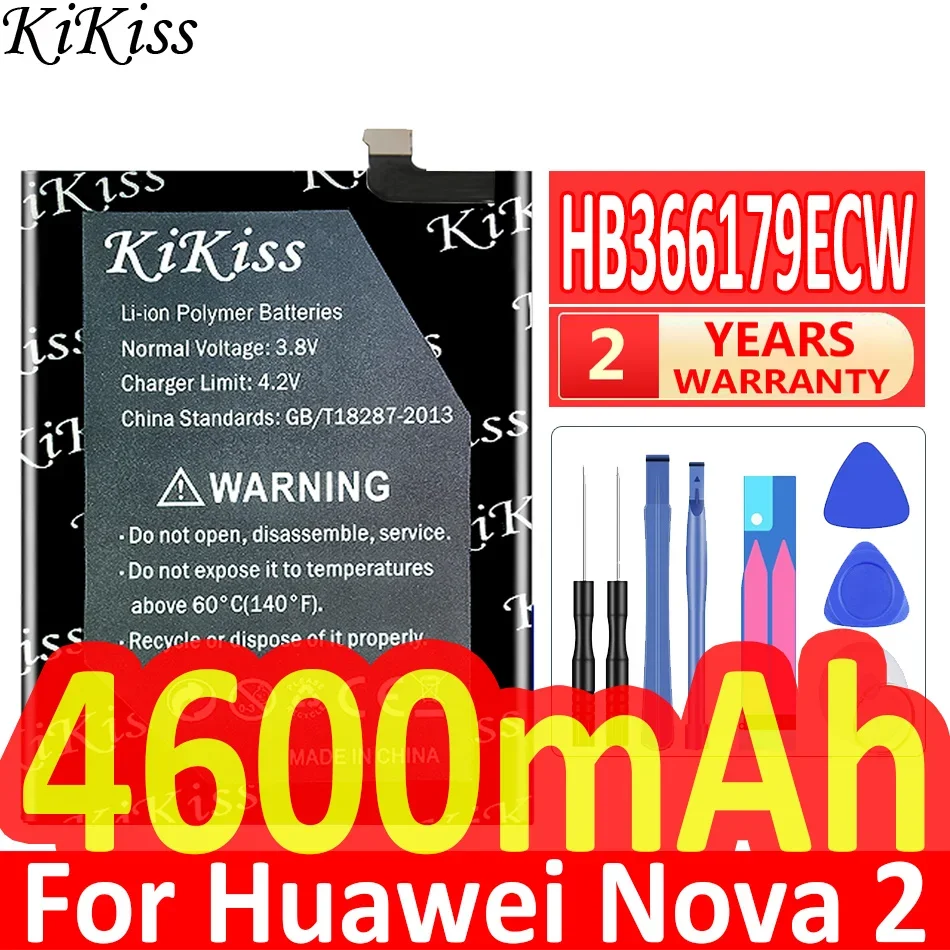 

Мощная батарея 4600 KiKiss HB366179ECW для Huawei Nova 2, Nova 2, CAZ-TL00, батарея для телефона для Hua Wei Nova 2