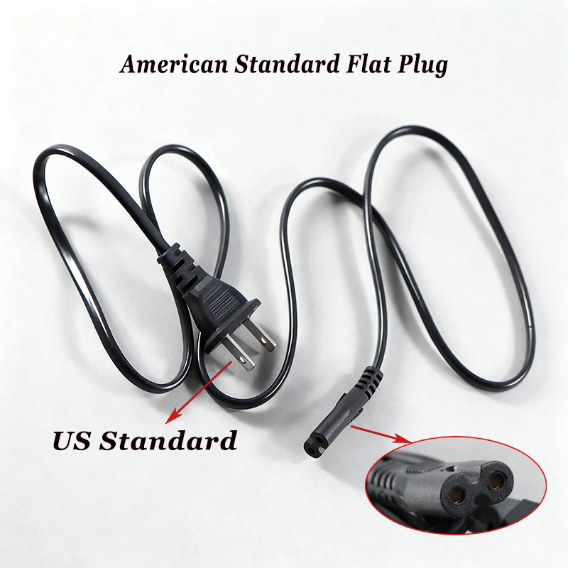 Universal Power Cord - 1M Long with European Round or American Flat Plug
