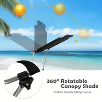Foldable Sun Shading Lounge Chair Adjustable Beach Sunbathing Recliner W/Pocket 2