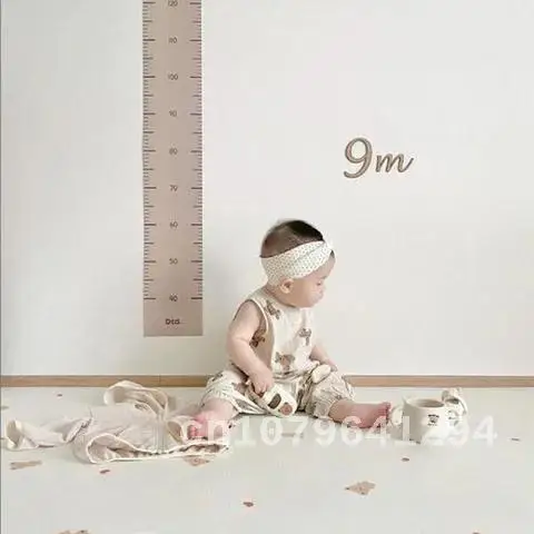 INS Canvas Baby Height Measure Ruler Wall Stickers Children Growth Chart Record Kids Room Decoration Hanging Rulers Photo Props