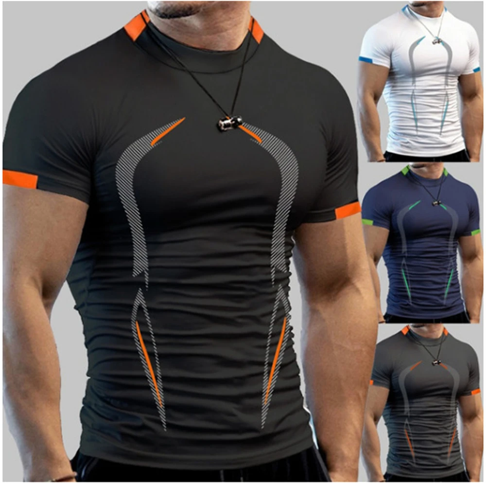 Summer Gym Shirt Sport T Shirt Men Quick Dry Running Shirt Men Workout