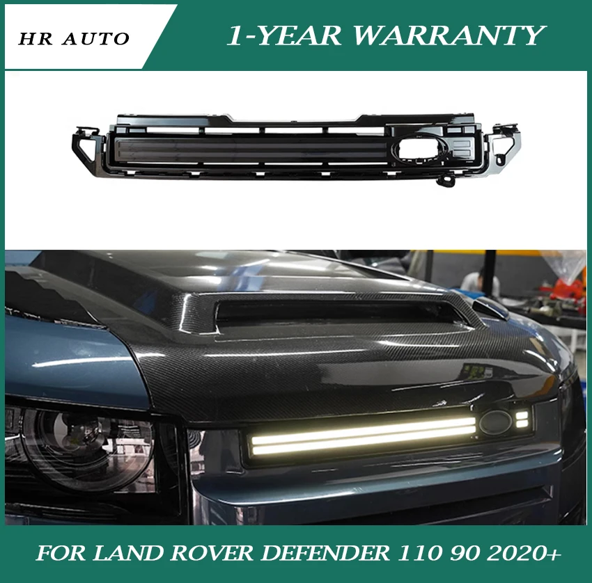 

Детали для модификации экстерьера автомобиля, подходят для Land Rover Defender 110 90 2020 + светодиодный, светящаяся решетка, аксессуары для модификации автомобильной решетки