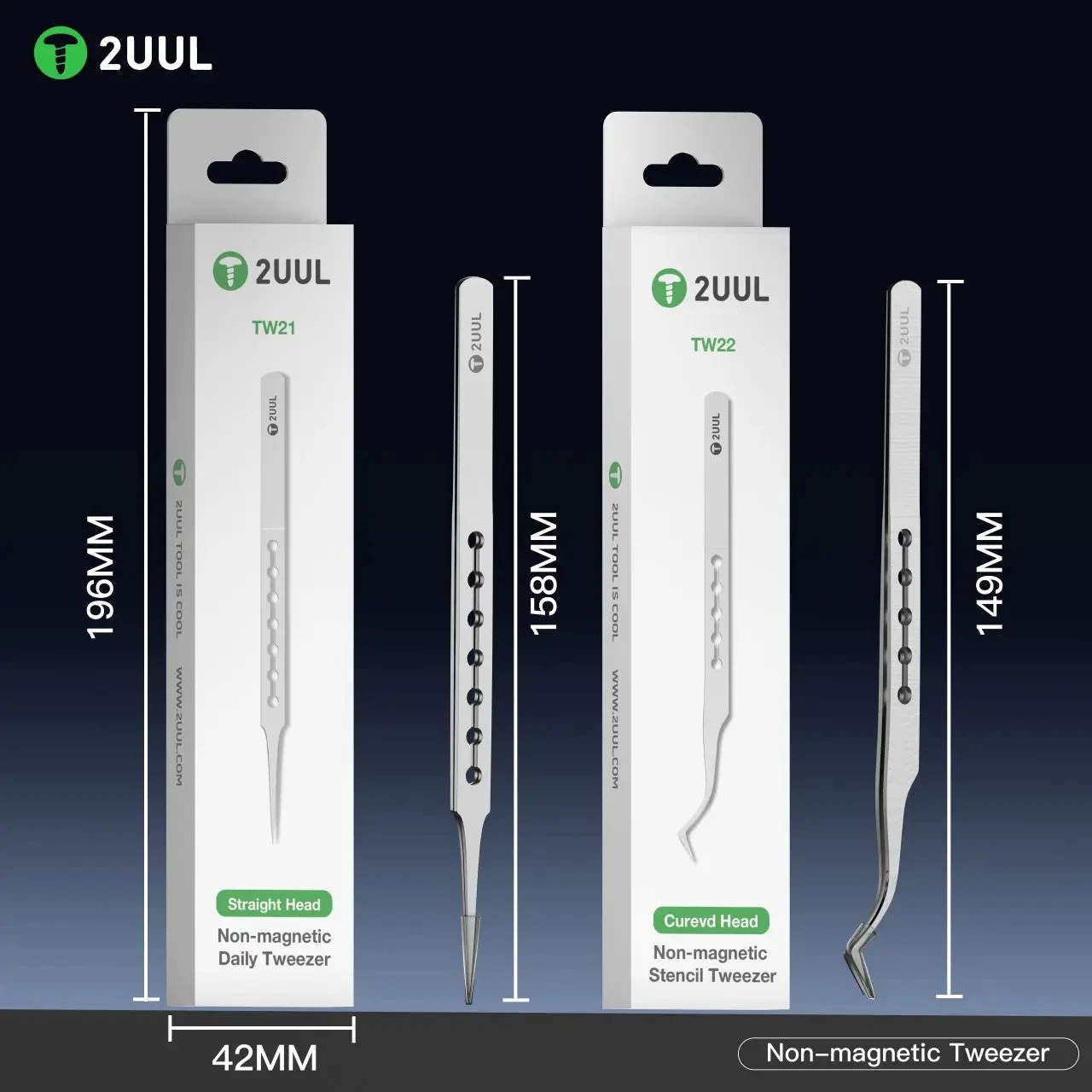 りん 2点 2UUL TW21 / TW22 IC Chip Soldering Tweezers Super Hard
